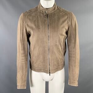 HENRY BEGUELIN Chest Size M Camel Leather Moto Racer Jacket